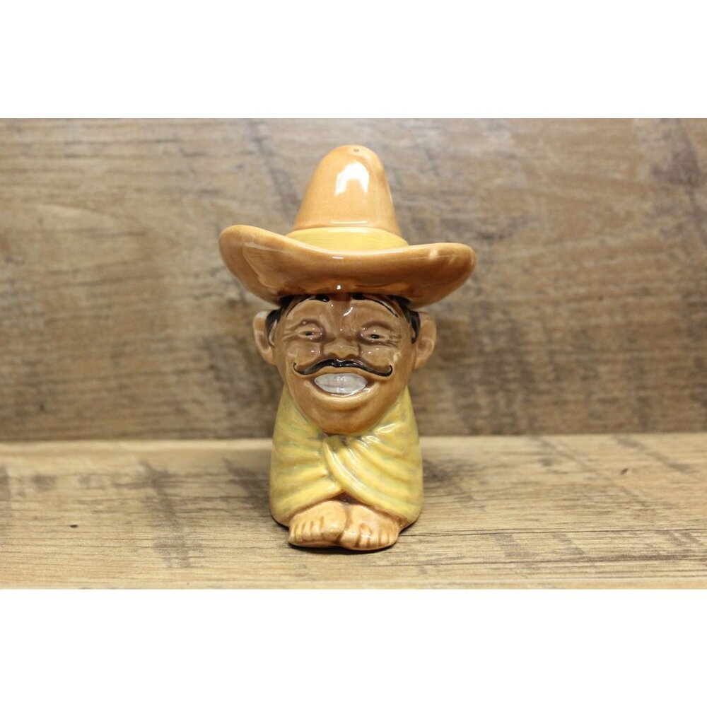 Rossware‎ Vintage Stackable Salt Pepper Shaker Mexican Man Glazed Size Medium
